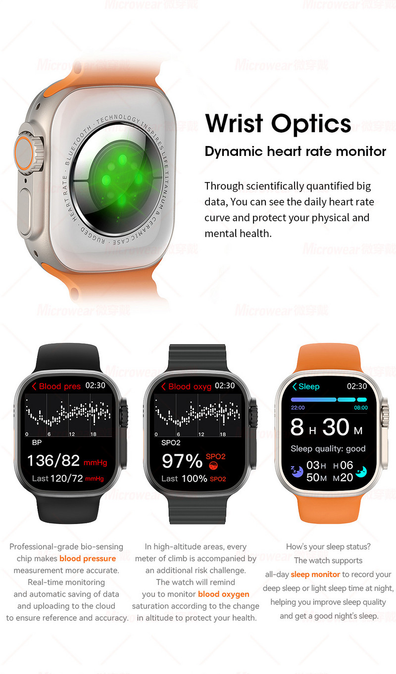 Sports Smart Watch Ultra 8 NFC GPS tracking fitness Smartwatch Series 8 49mm SIRI Bluetooth Call Ασύρματη χρέωση για IOS Android