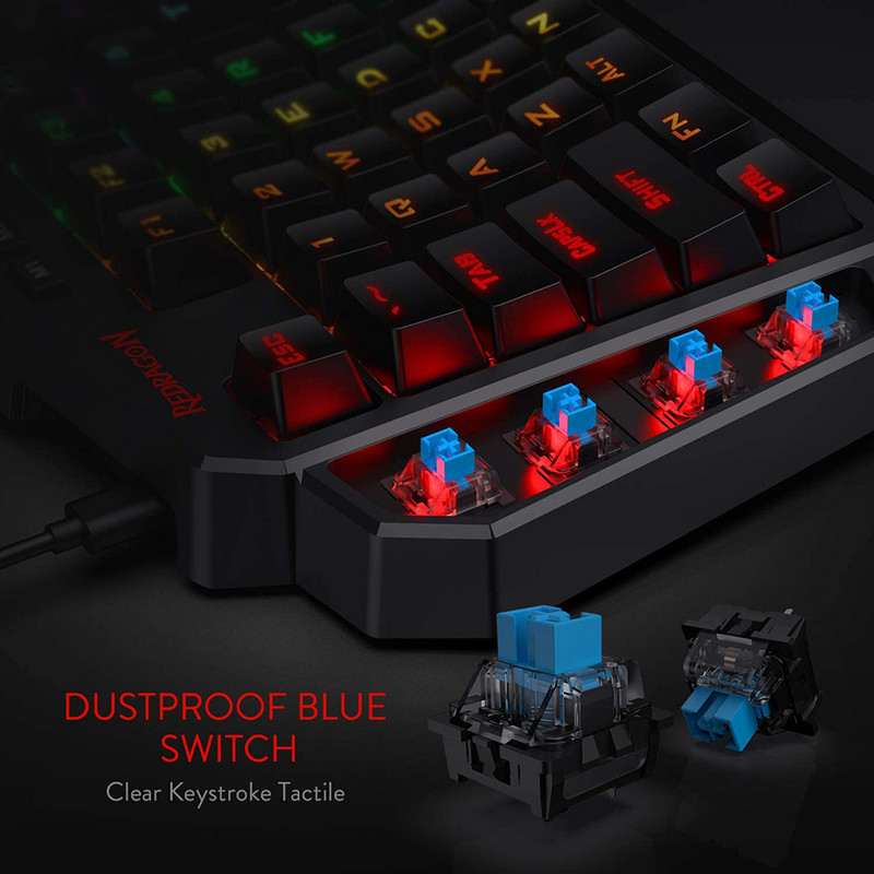 Tipkovnica za igre s lijevom jednom rukom RGB pozadinsko osvjetljenje 42 tipke Prijenosna tipkovnica za igre Mehanička tipkovnica za PS3 PS4 Switch Laptop PC igrač