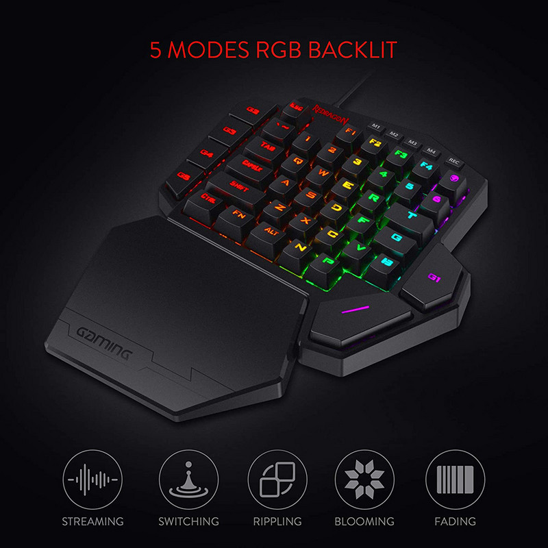 Tipkovnica za igre s lijevom jednom rukom RGB pozadinsko osvjetljenje 42 tipke Prijenosna tipkovnica za igre Mehanička tipkovnica za PS3 PS4 Switch Laptop PC igrač