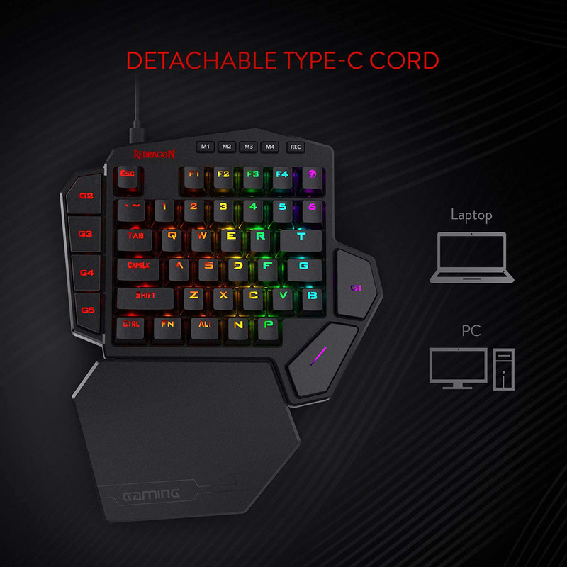 Tipkovnica za igre s lijevom jednom rukom RGB pozadinsko osvjetljenje 42 tipke Prijenosna tipkovnica za igre Mehanička tipkovnica za PS3 PS4 Switch Laptop PC igrač