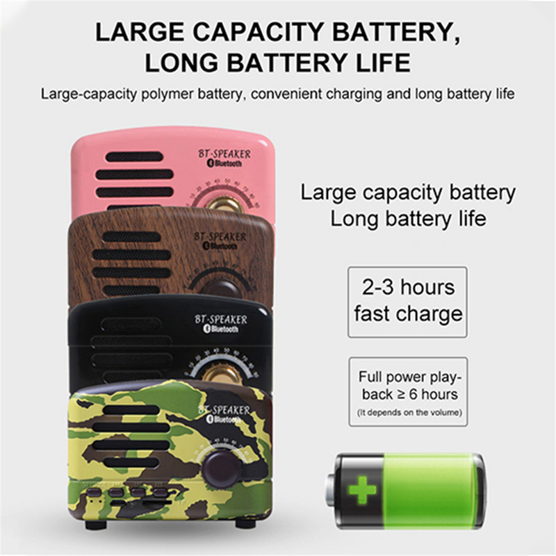 Mini Retro bluetooth hangszóró 1200mAh támogatás TF kártya 5W Rádió Számítógép Hangszóró Hordozható Audio Vezeték nélküli Cute Classic