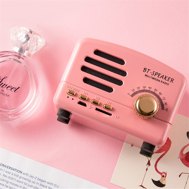 Mini Retro bluetooth hangszóró 1200mAh támogatás TF kártya 5W Rádió Számítógép Hangszóró Hordozható Audio Vezeték nélküli Cute Classic