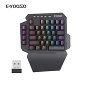 Mini jednoručna mehanička tipkovnica za igranje s RGB pozadinskim osvjetljenjem i 39 tipki 2.4G bežična tipkovnica za ručnu igraću tipkovnicu za PS4, prijenosno računalo, PC igrače