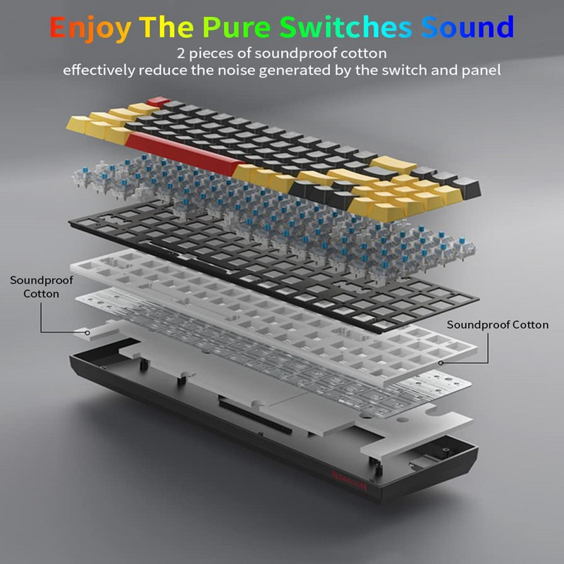 Redragon K688 RGB USB Mini Mechanical Gaming Keyboard Blue Switch 78 Keys Ενσύρματο αποσπώμενο καλώδιο, φορητό για φορητό υπολογιστή ταξιδιού