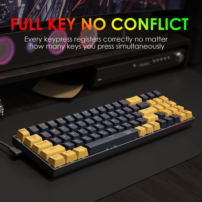 Redragon K688 RGB USB Mini Mechanical Gaming Keyboard Blue Switch 78 Keys Ενσύρματο αποσπώμενο καλώδιο, φορητό για φορητό υπολογιστή ταξιδιού