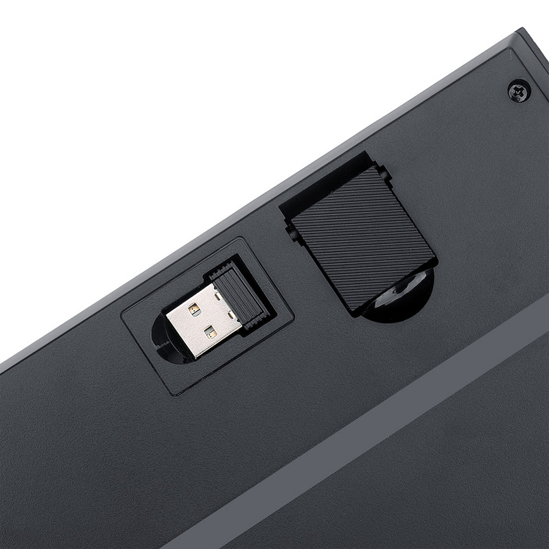 Kolme režiimiga Bluetooth 3.0/5.0 C-tüüpi juhtmega taaslaetav 2,4G juhtmeta Bluetooth-klaviatuur Lülitage arvuti sülearvuti jaoks kolmele seadmele