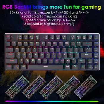 81 клавиша Механична клавиатура USB кабелна LED RGB подсветка Axis Gaming Механична клавиатура OUTEMU Оптични превключватели за настолен лаптоп