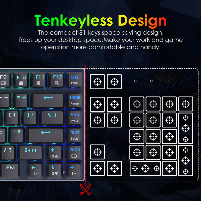 81 klahvi mehaaniline klaviatuur USB juhtmega LED RGB taustvalgustusega teljega mänguri mehaaniline klaviatuur OUTEMU optilised lülitid lauaarvuti sülearvutile