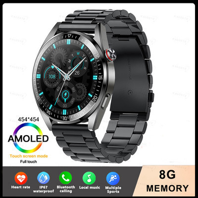 2022 Νέο Έξυπνο ρολόι με μνήμη 8G Men AMOLED 454*454 HD Εμφανίζει πάντα την ώρα Bluetooth Κλήση TWS Music Smartwatch για Android ios
