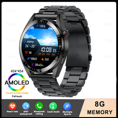 2022 Νέο Έξυπνο ρολόι με μνήμη 8G Men AMOLED 454*454 HD Εμφανίζει πάντα την ώρα Bluetooth Κλήση TWS Music Smartwatch για Android ios