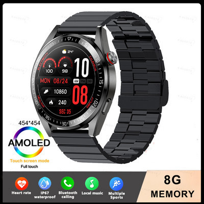 2022 Νέο Έξυπνο ρολόι με μνήμη 8G Men AMOLED 454*454 HD Εμφανίζει πάντα την ώρα Bluetooth Κλήση TWS Music Smartwatch για Android ios