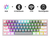 Redragon K616 Pro TKL Tastatură mecanică RGB fără fir 5.0 BT/2.4 Ghz/Fila Trei moduri Tastatură Bluetooth 60% Comutator liniar roșu