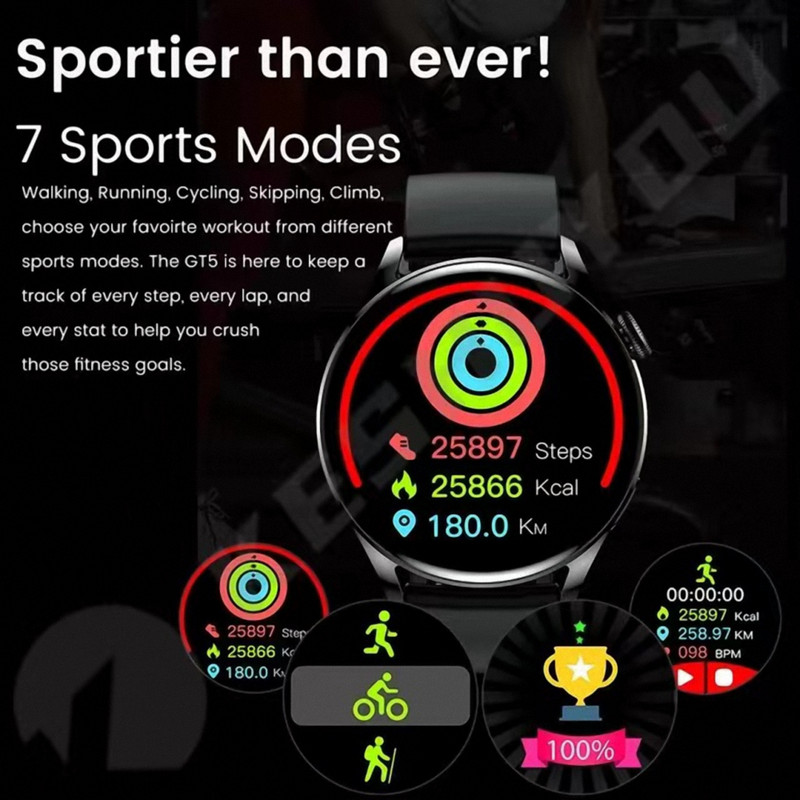 Νέο ανδρικό ρολόι GT5 Smart Answer Call Fitness Tracker Ασύρματη φόρτιση NFC Γυναικείο Smartwatch Δώρο για τηλέφωνο Huawei iOS PK GT3 Pro