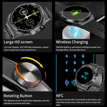 LIGE AMOLED часовник за мъже Смарт часовник Безжично зареждане Smartwatch HD екран Винаги показва време 30 mA Батерия с голям капацитет