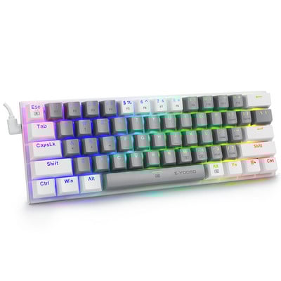 60% mänguri mehaaniline klaviatuur USB juhtmega 61 klahvi punane lüliti kummitusvastane LED taustavalgustusega RGB mänguklaviatuur tahvelarvuti lauaarvutile