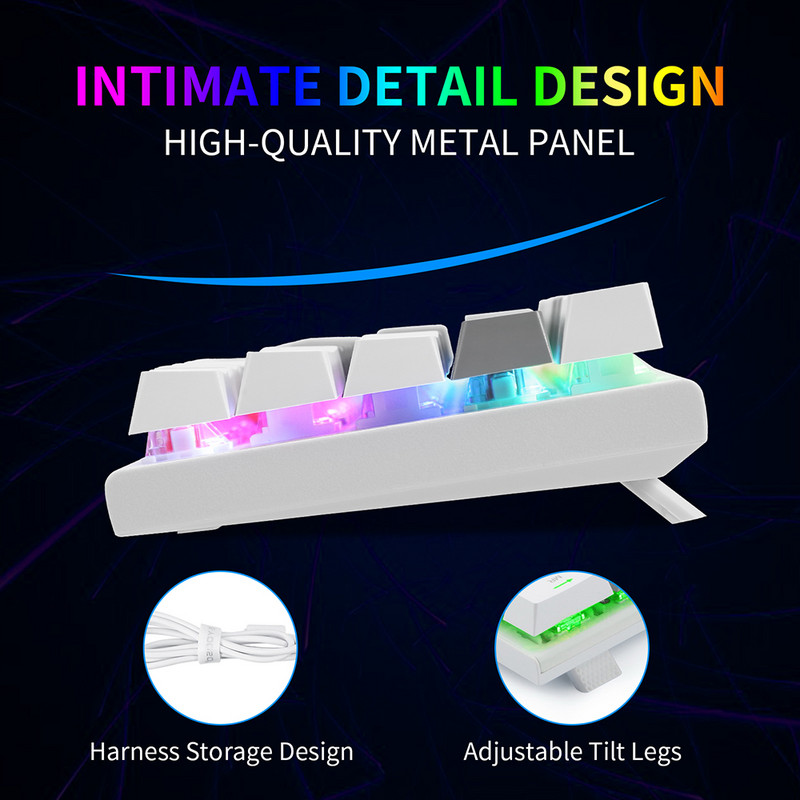60% mänguri mehaaniline klaviatuur USB juhtmega 61 klahvi punane lüliti kummitusvastane LED taustavalgustusega RGB mänguklaviatuur tahvelarvuti lauaarvutile