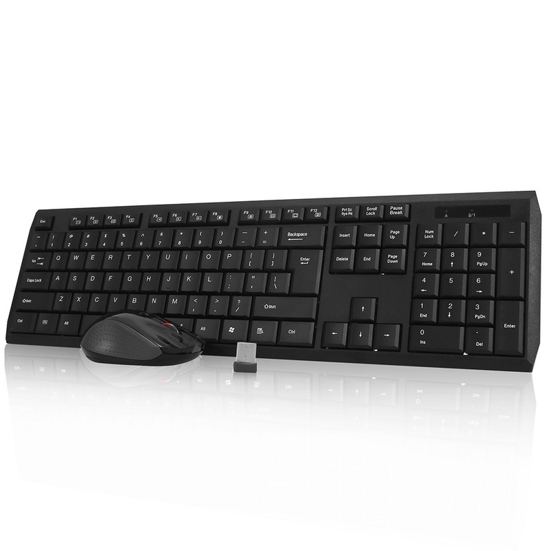 2,4G USB juhtmeta klaviatuur ja hiir Combo Mini Multimeedia Täissuuruses klaviatuuri hiirekomplekt arvuti sülearvuti sülearvutile lauaarvuti