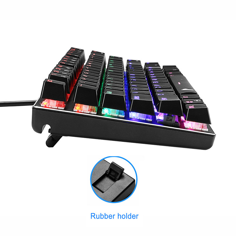 Mechaninė klaviatūra Laidinė žaidimų klaviatūra Rainbow Mix Apšviesta 81 klavišas Apsaugotas nuo vaiduoklio mėlynos raudonos rudos spalvos jungiklis skirtas žaidimų nešiojamam kompiuteriui