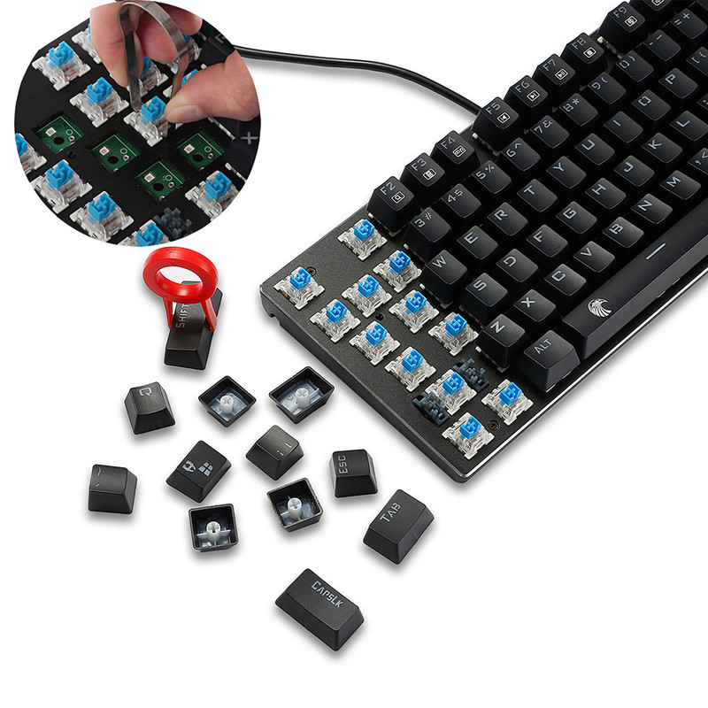 Mechaninė klaviatūra Laidinė žaidimų klaviatūra Rainbow Mix Apšviesta 81 klavišas Apsaugotas nuo vaiduoklio mėlynos raudonos rudos spalvos jungiklis skirtas žaidimų nešiojamam kompiuteriui
