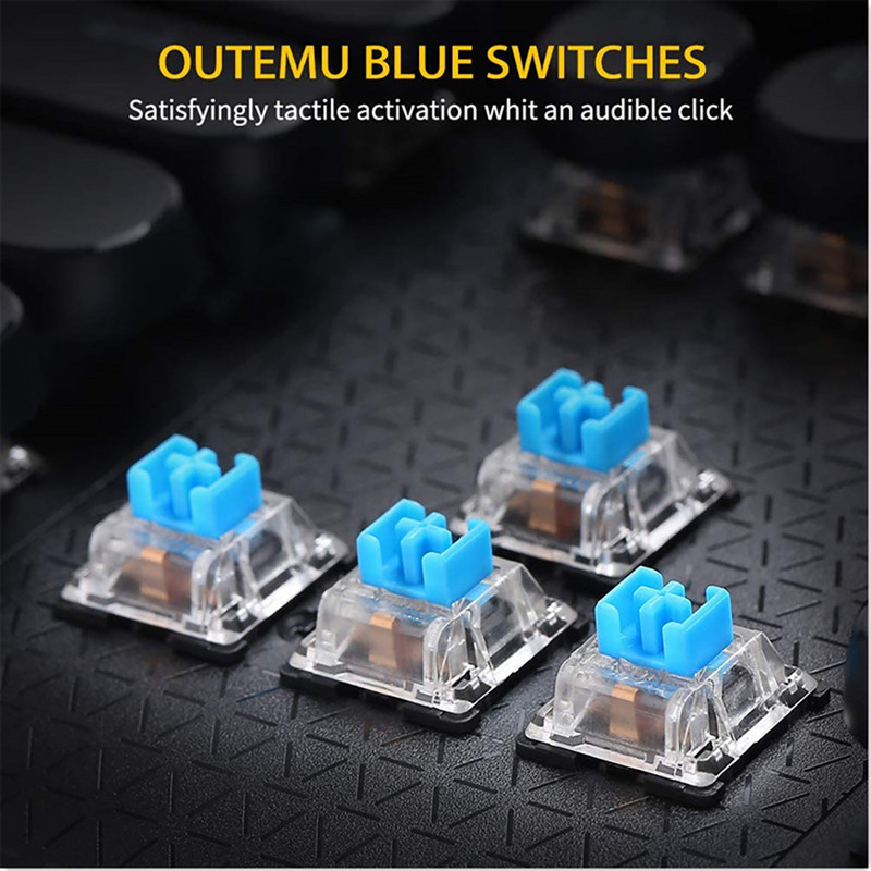 USB káblová retro mechanická klávesnica 104 klávesov s modrými prepínačmi, herné klávesnice s dúhovým podsvietením pre notebooky a stolné počítače