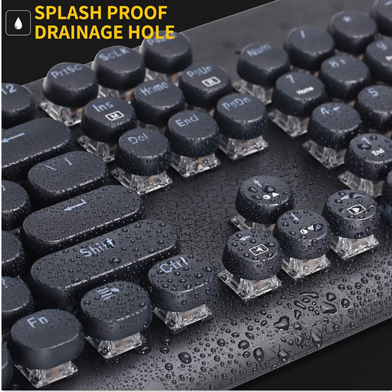 USB káblová retro mechanická klávesnica 104 klávesov s modrými prepínačmi, herné klávesnice s dúhovým podsvietením pre notebooky a stolné počítače