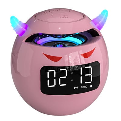 2022 Najnoviji Little Devil Plavi zub Zvučnik Sat Budilica Audio Mini subwoofer može se umetnuti u 32GB TF karticu Music Player