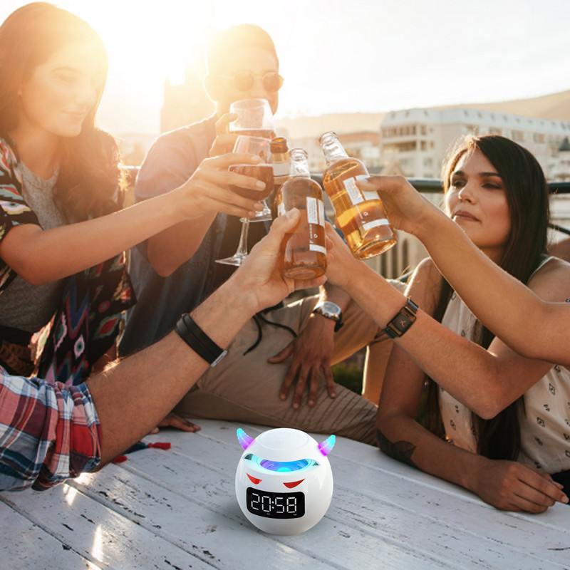 2022 Najnoviji Little Devil Plavi zub Zvučnik Sat Budilica Audio Mini subwoofer može se umetnuti u 32GB TF karticu Music Player