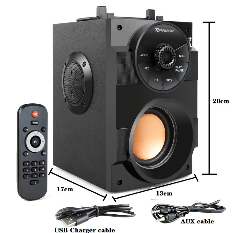 Difuzor Bluetooth TOPROAD Subwoofer stereo portabil de mare putere Difuzoare cu bas puternic Suport casetă de sunet Radio FM TF AUX USB