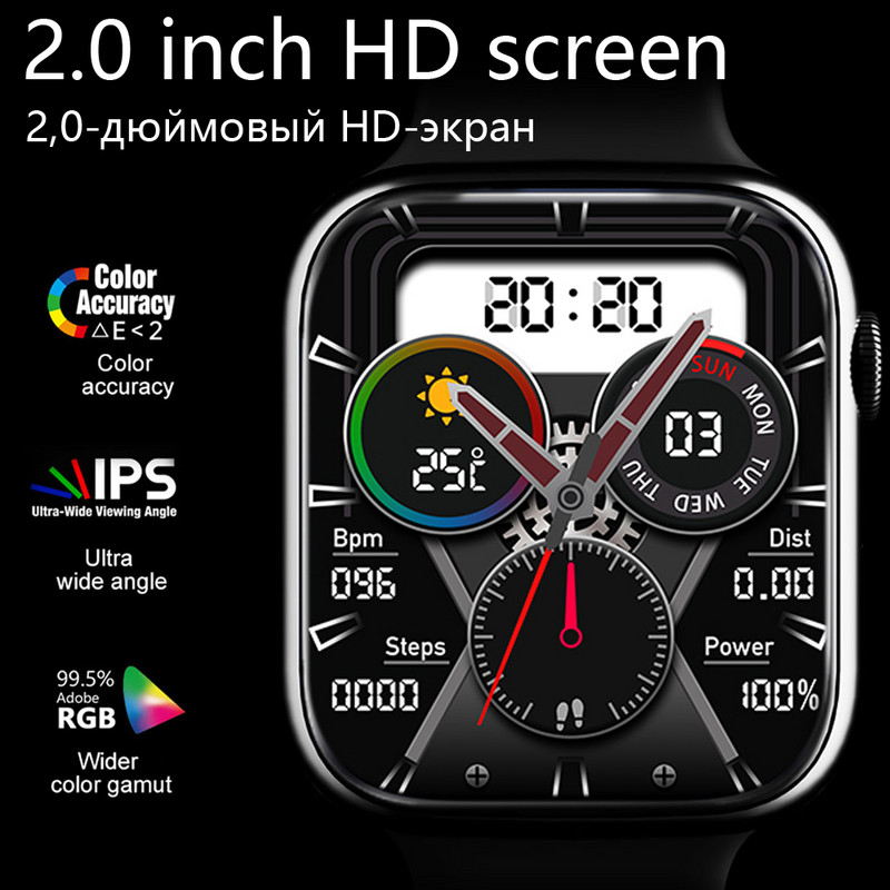 Pametni sat za muškarce 2 inča s bežičnim punjenjem Pametni sat za žene IP67 Vodootporan Bluetooth Call Fitness Tracker Sat za Android IOS