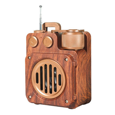 Ретро Bluetooth-съвместим високоговорител Преносим външен безжичен силен бас Fm радио Вграден микрофон