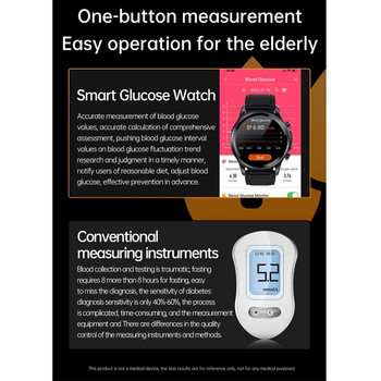 2022 Нов интелигентен часовник Кръвна захар Кръвно налягане Телесна температура Мониторинг на здравето Смарт часовник за мъже Жени Часовник Кръвна глюкоза