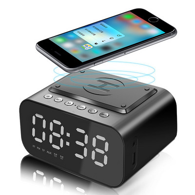 BT510 vezeték nélküli Bluetooth hangszóró töltés 5 W LED órával, ébresztő funkcióval FM rádió hangszóró