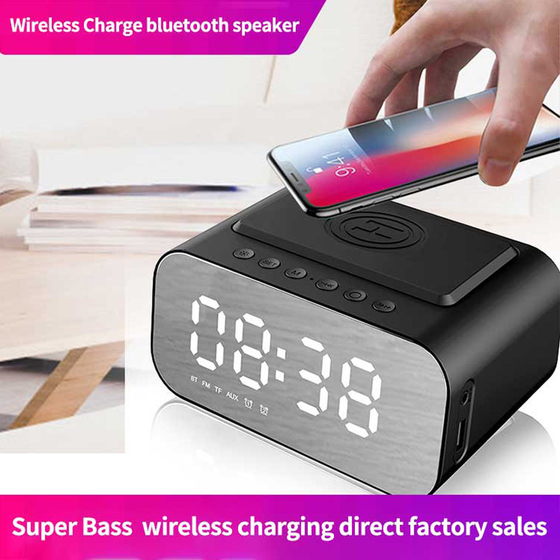 BT510 vezeték nélküli Bluetooth hangszóró töltés 5 W LED órával, ébresztő funkcióval FM rádió hangszóró