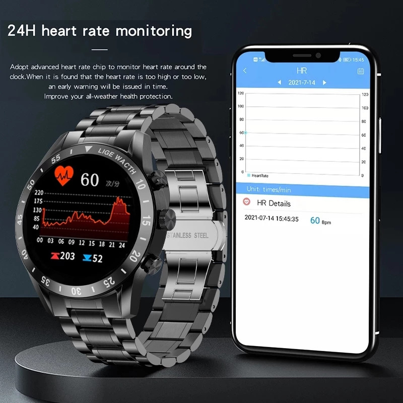 2022 LIGE Νέο Bluetooth Call Smart Watch Men Full Touch αδιάβροχο αθλητικό ρολόι γυμναστικής Πολυτελή Έξυπνα ρολόγια για άνδρες IOS Android