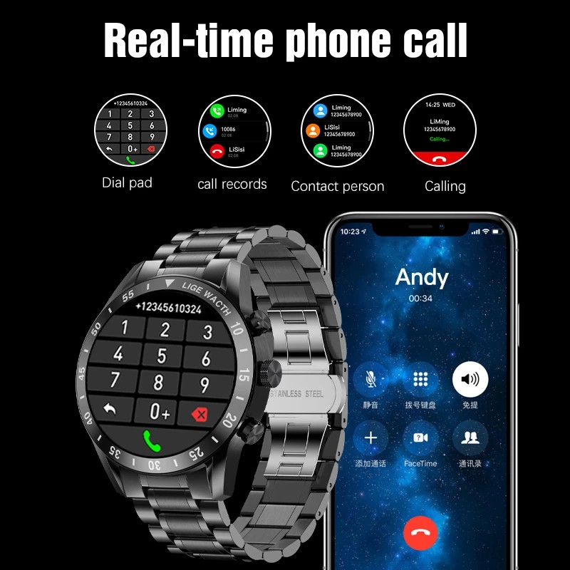 2022 LIGE Νέο Bluetooth Call Smart Watch Men Full Touch αδιάβροχο αθλητικό ρολόι γυμναστικής Πολυτελή Έξυπνα ρολόγια για άνδρες IOS Android