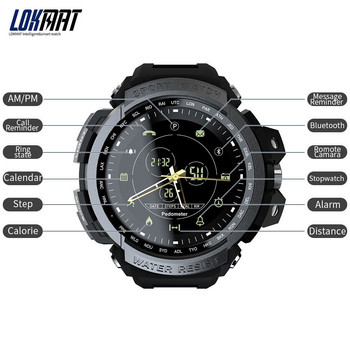 LOKMAT Sport Smart Watch Професионален 5ATM Водоустойчив Bluetooth Напомняне за повикване Цифров мъжки часовник SmartWatch За ios и Android