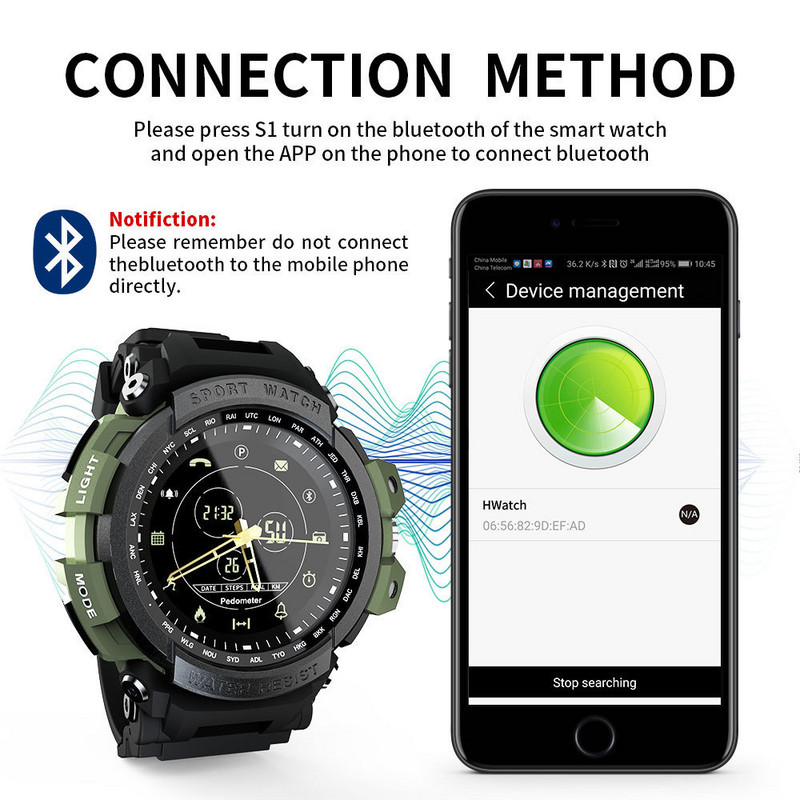 LOKMAT Sport Smart Watch Professional 5ATM Αδιάβροχη υπενθύμιση κλήσης Bluetooth Ψηφιακό ανδρικό ρολόι SmartWatch για ios και Android