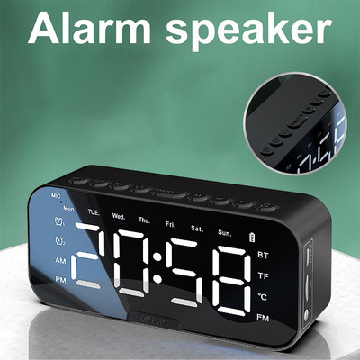 Bežični Bluetooth zvučnik Mini prijenosno ogledalo Dual budilice LED glazbeni player FM radio Stolni zvučnik budilica Novo