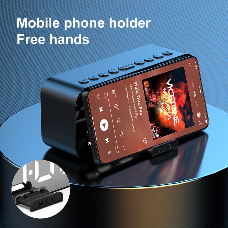 Bežični Bluetooth zvučnik Mini prijenosno ogledalo Dual budilice LED glazbeni player FM radio Stolni zvučnik budilica Novo