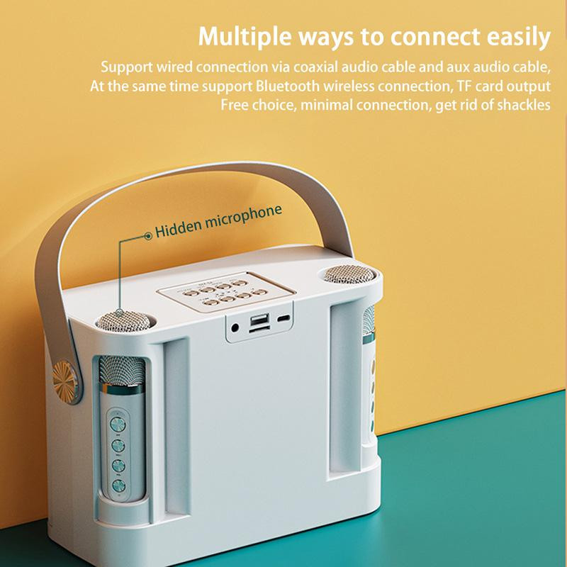 YS-219 Prenosná bezdrôtová domáca audio sada pre KTV Bluetooth reproduktorový systém s 2 mikrofónmi, vonkajší karaoke subwoofer