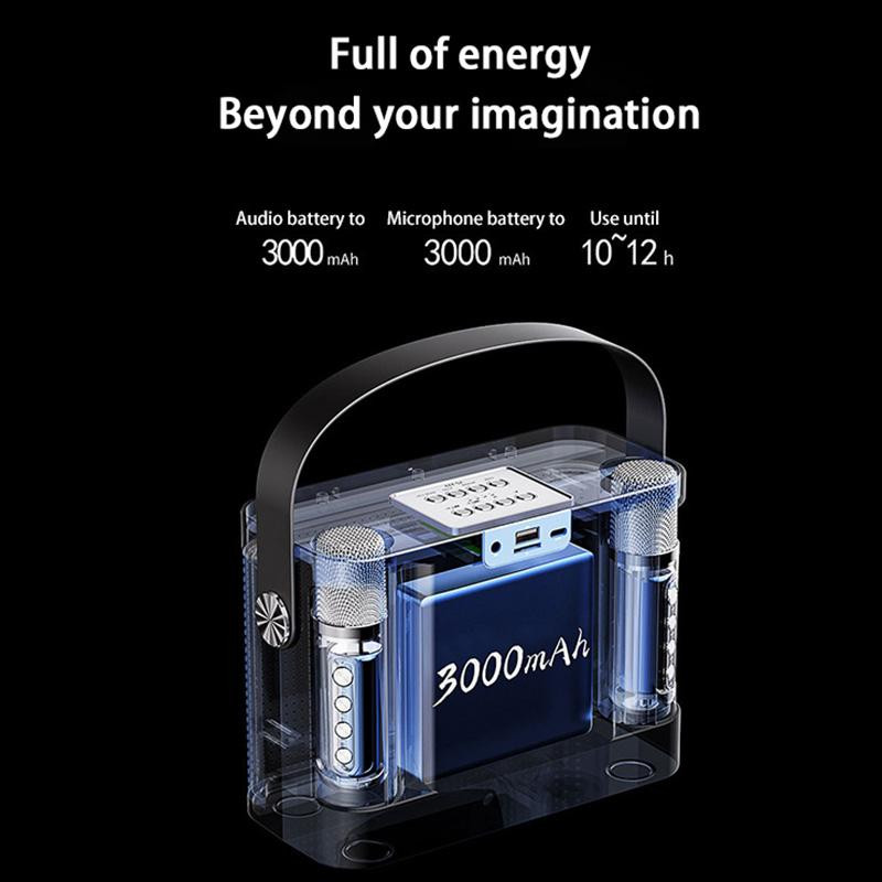 YS-219 Prenosná bezdrôtová domáca audio sada pre KTV Bluetooth reproduktorový systém s 2 mikrofónmi, vonkajší karaoke subwoofer