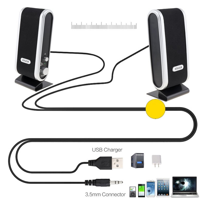 HY-218 6W USB 2.0 žičani USB napajanje Prijenosni zvučnici Stereo 3,5 mm audio priključak Prijenosni zvučnik za PC prijenosno računalo M AC