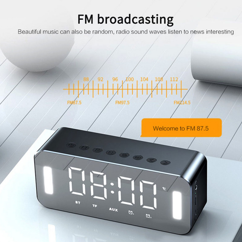 BT bežični zvučnik FM radio Ogledalo/Budilica/Noćno svjetlo/Senzor temperature Višenamjenski zvučnici Stereo Bas Music Player