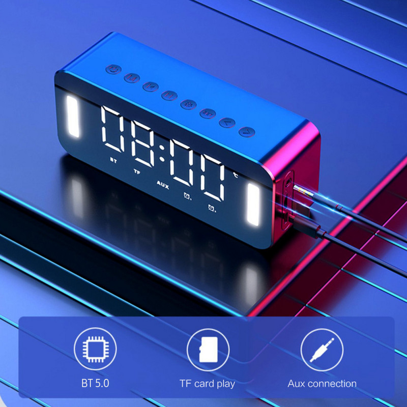 BT bežični zvučnik FM radio Ogledalo/Budilica/Noćno svjetlo/Senzor temperature Višenamjenski zvučnici Stereo Bas Music Player