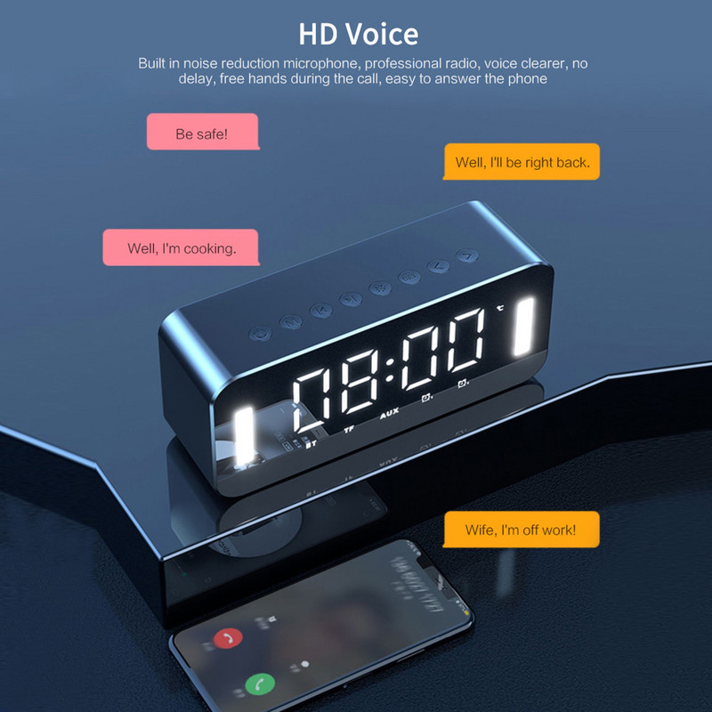 BT bežični zvučnik FM radio Ogledalo/Budilica/Noćno svjetlo/Senzor temperature Višenamjenski zvučnici Stereo Bas Music Player