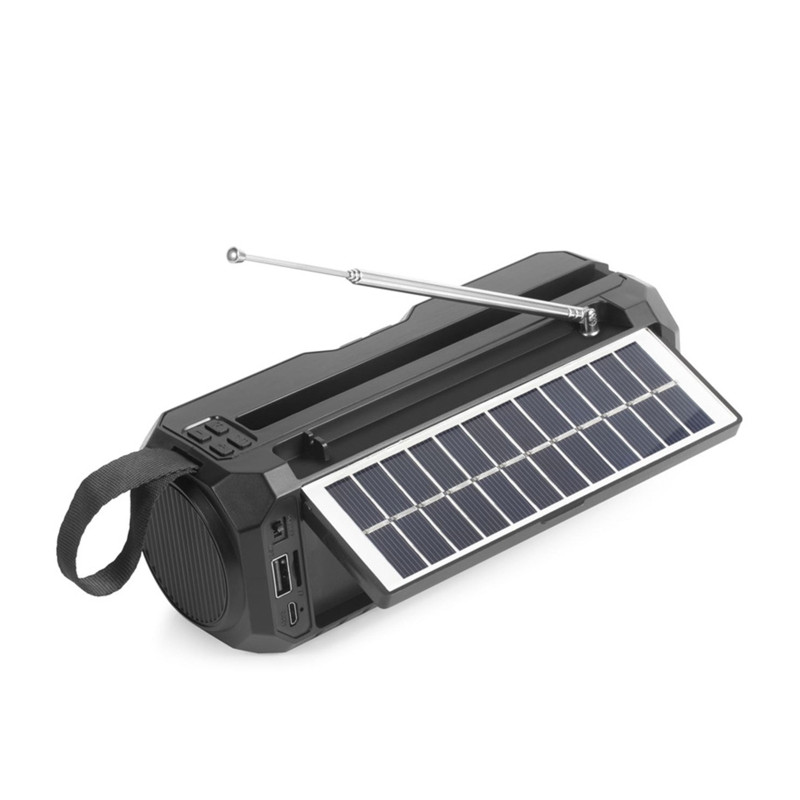 Difuzor solar fără fir 1200mAh Baterie Li-incorporată Radio FM Subwoofer Bare de sunet Cutie de sunet Super Bass Accesoriu Home Theatre