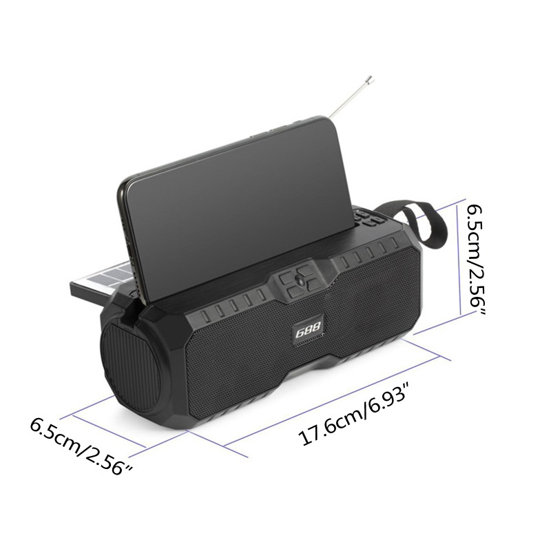 Difuzor solar fără fir 1200mAh Baterie Li-incorporată Radio FM Subwoofer Bare de sunet Cutie de sunet Super Bass Accesoriu Home Theatre
