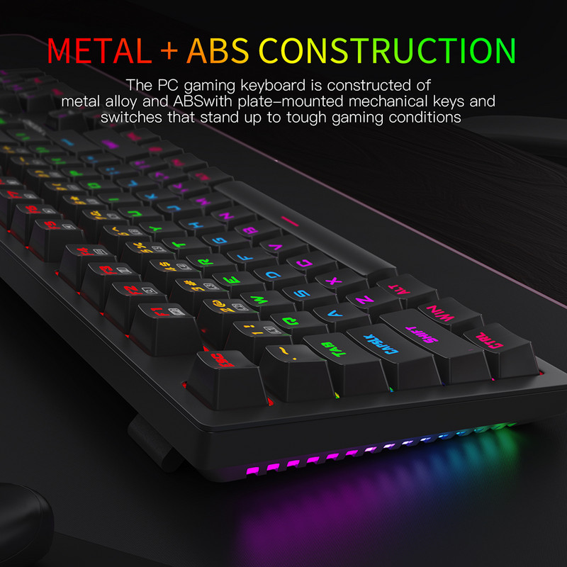 Mehāniskā tastatūra USB vadu spēļu tastatūra Rainbow aizmugurgaismojums 104 taustiņi pret spoku veidošanos zils sarkans slēdzis spēļu klēpjdatoram galddatoram