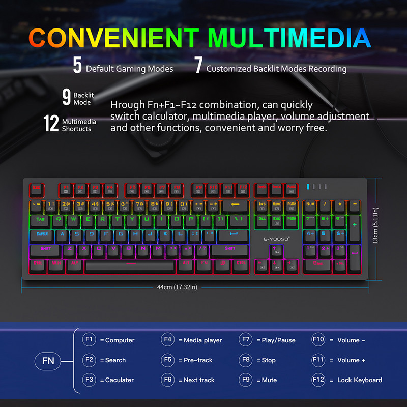 Mehāniskā tastatūra USB vadu spēļu tastatūra Rainbow aizmugurgaismojums 104 taustiņi pret spoku veidošanos zils sarkans slēdzis spēļu klēpjdatoram galddatoram