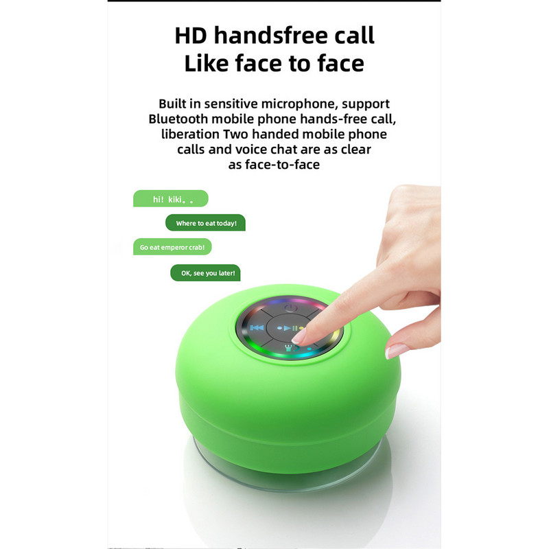 Difuzor Bluetooth rezistent la apă Difuzoare de baie Cutie de sunet fără fir neagră cu microfon RGB încorporat pentru casă